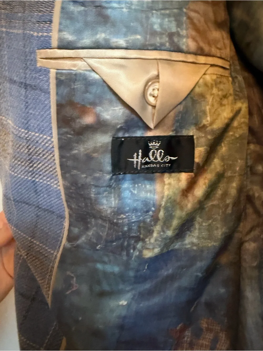TALLIA Blue Plaid Sport Coat with Tan Windowpane